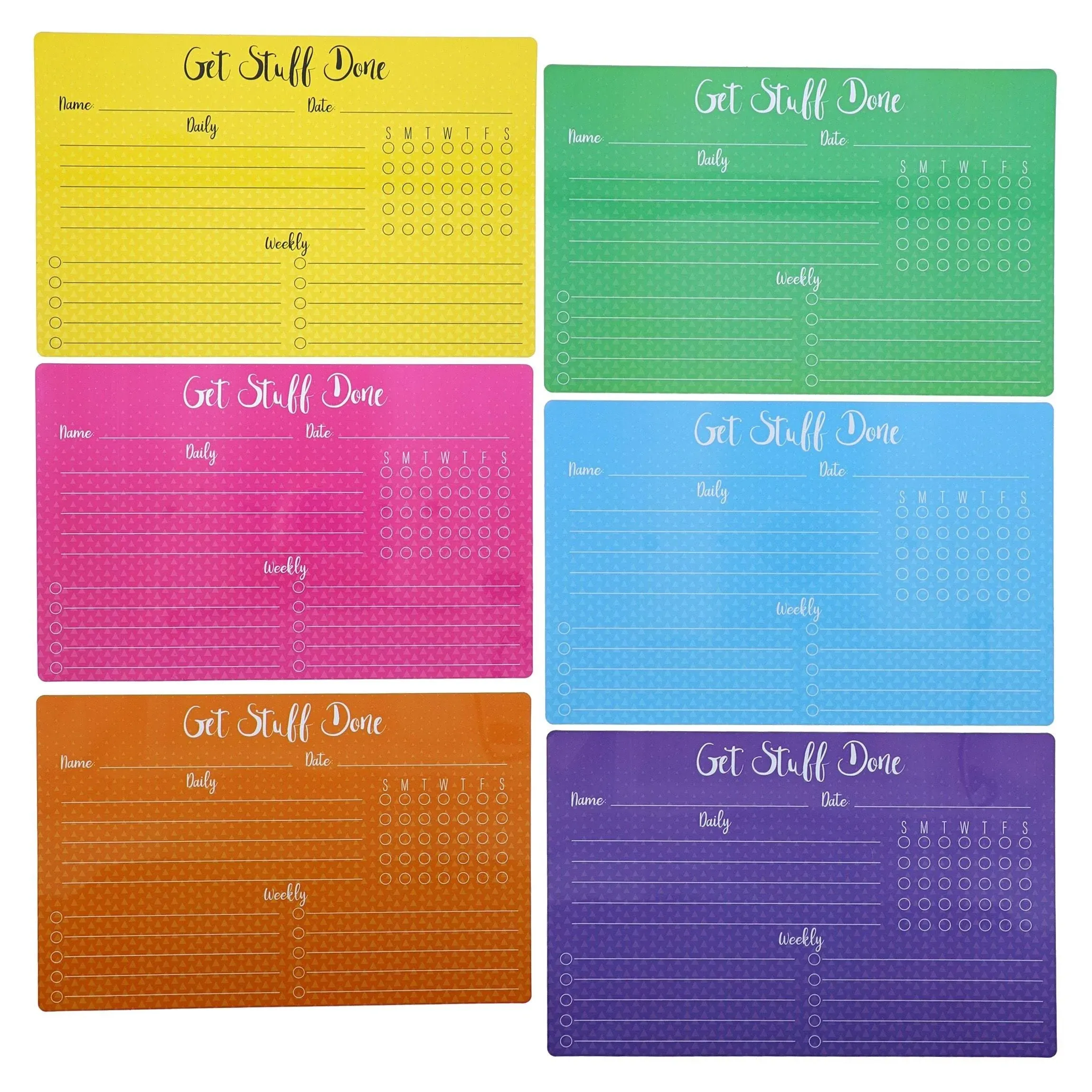 6 Pack Dry Erase Chore Chart for Kids in 6 Colors, Weekly and Daily (12 X 7.5 In