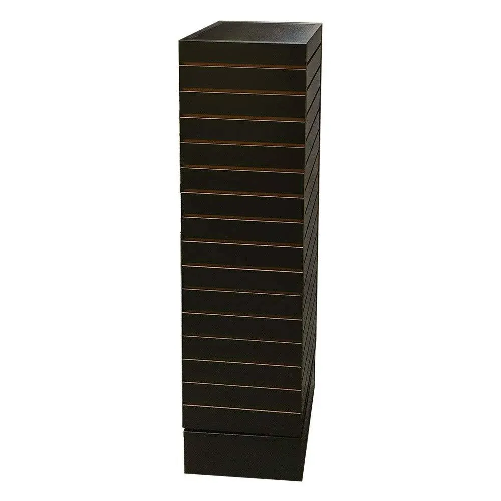 "BLACK 12'' x 12'' x 54'' Revolving Slatwall Floor Display Rotating 4 Sided Retail Fixture"