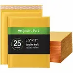 Quality Park Bubble Mailers - Bubble - 8 1/2" Width x 11" Length - Strip - 25 / Box - Brown Kraft