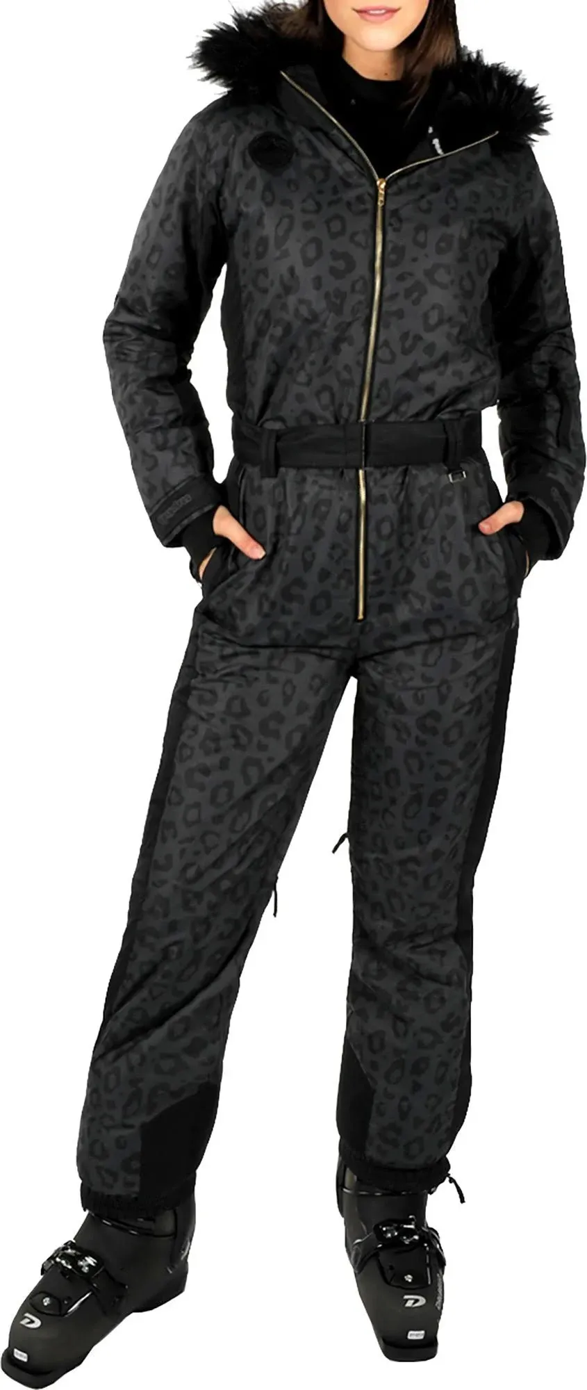 Tipsy Elves Women's Midnight Leopard Snow Suit, XS, Black