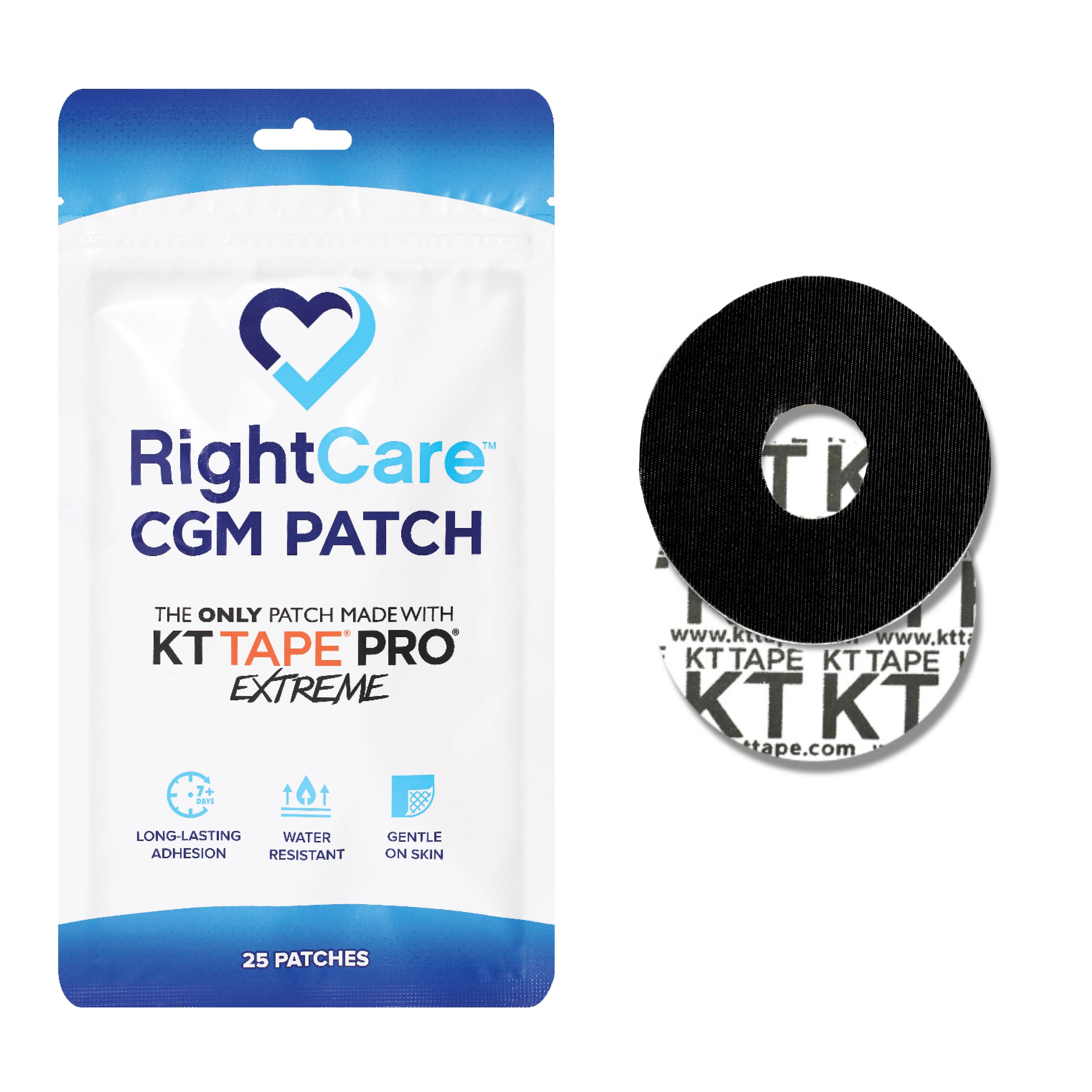 CGM Adhesive Patch for G7 (25-Pack), Uncovered Oval, Black, Bag of 25, Made with Synthetic PRO Extreme KT Tape