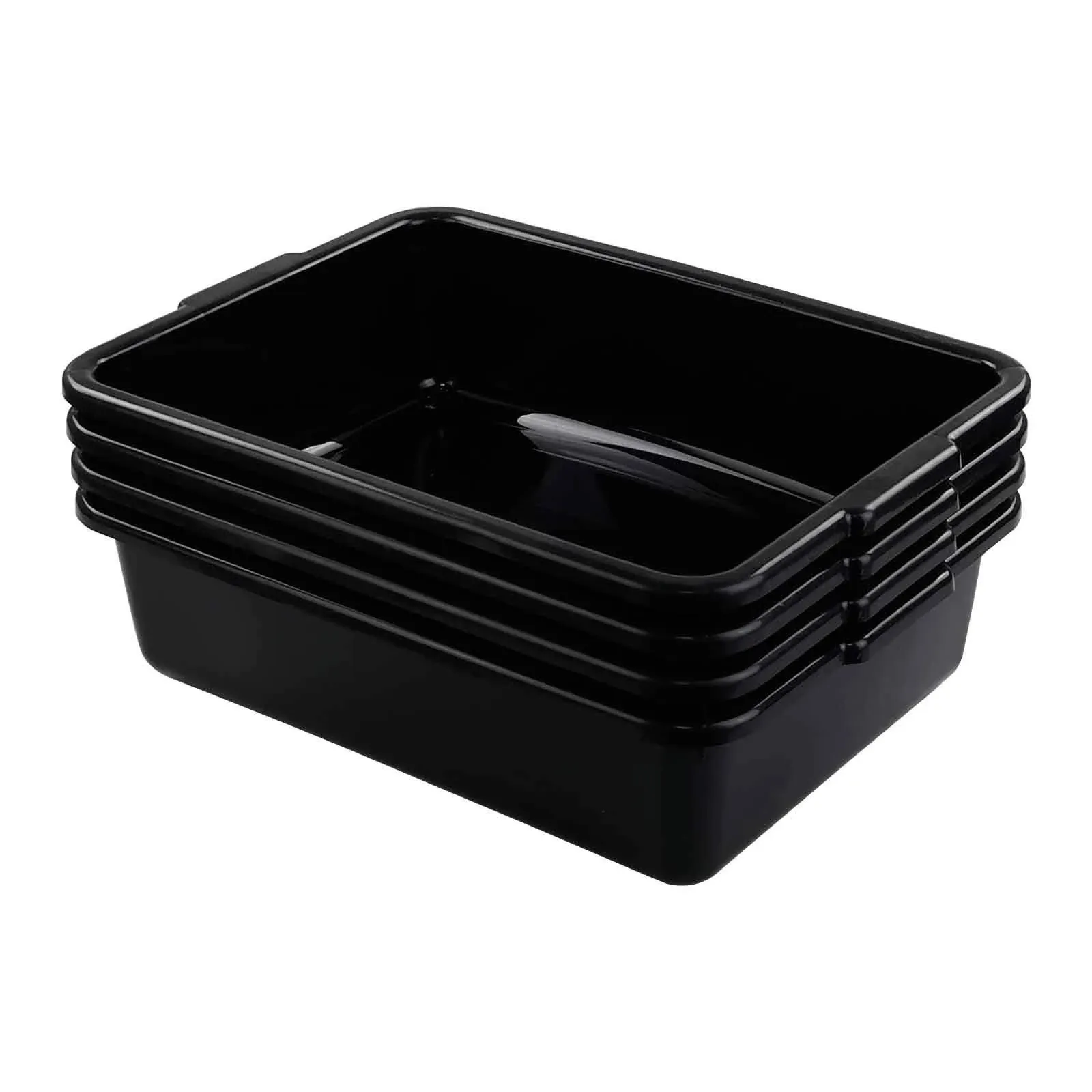 Callyne 4-Pack 8 L Black Small Plastic Kitchen Bus Tubs