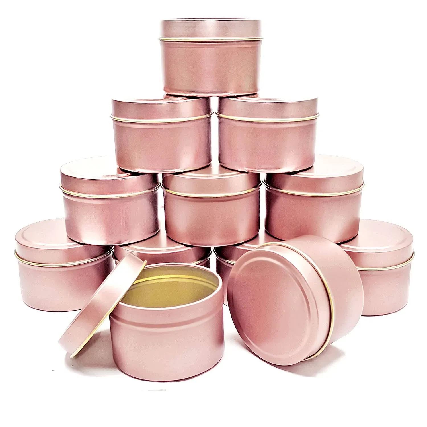 Unixing Rose Gold Candle Tins 8oz, 12pcs Candle Tins for DIY Candle Big Candle ...