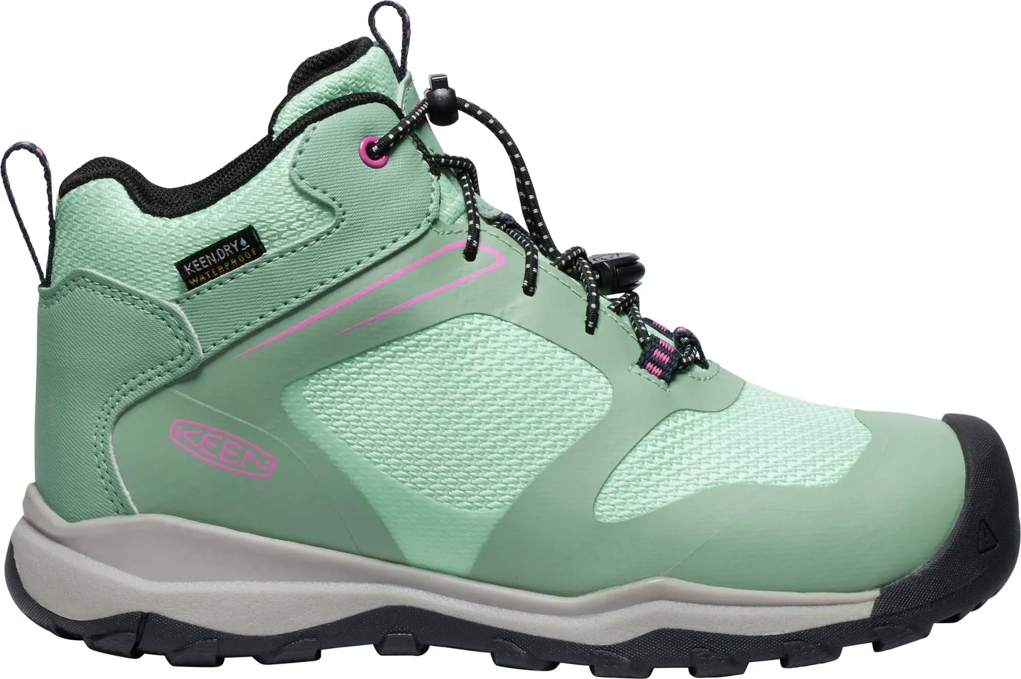 Keen Big Kids' Wanduro Waterproof Boot | Granite Green/Ibis Rose | 3