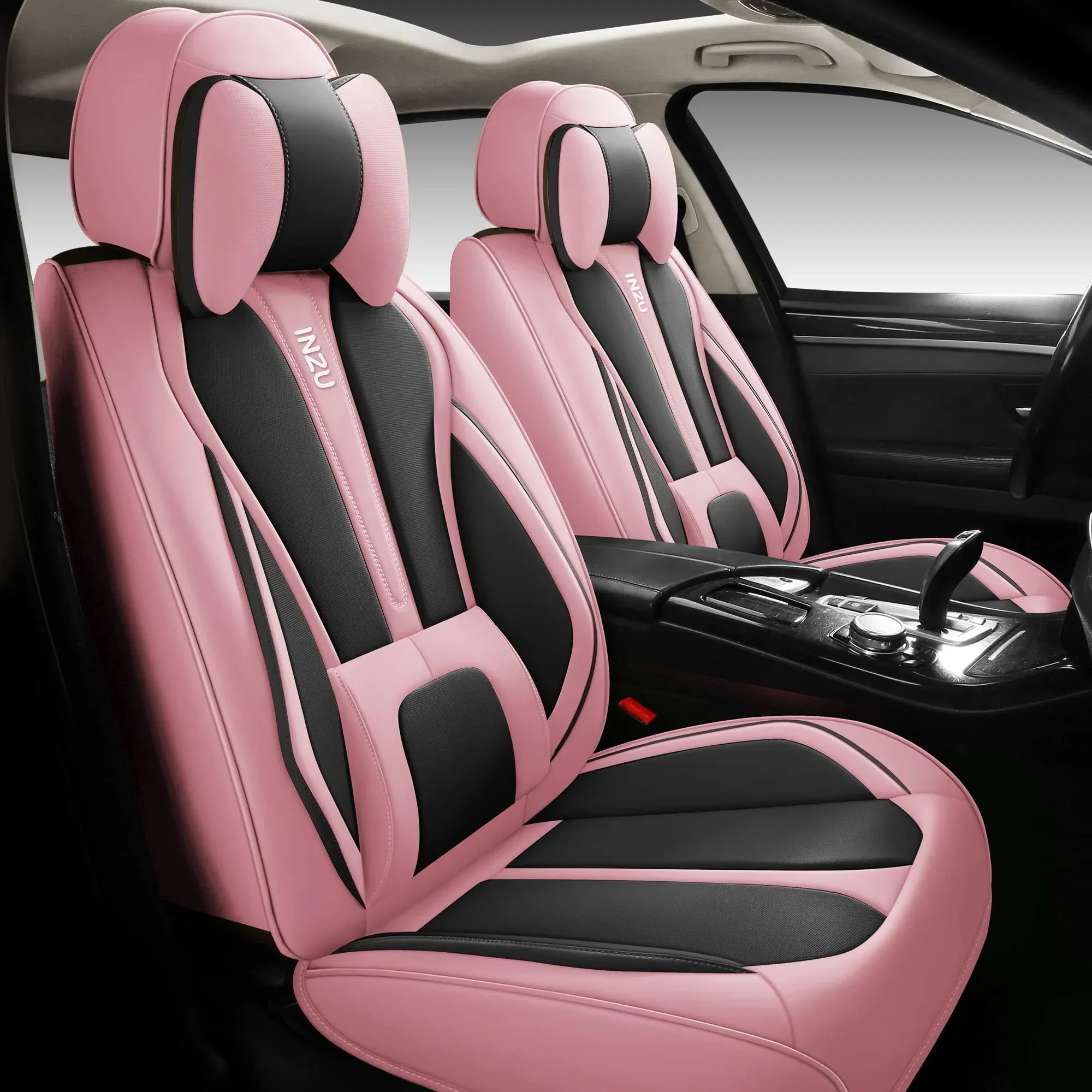 INZU Cute Rabbit Comfortable Leather Auto Car Seat Covers Front &amp; Rear Seat P...