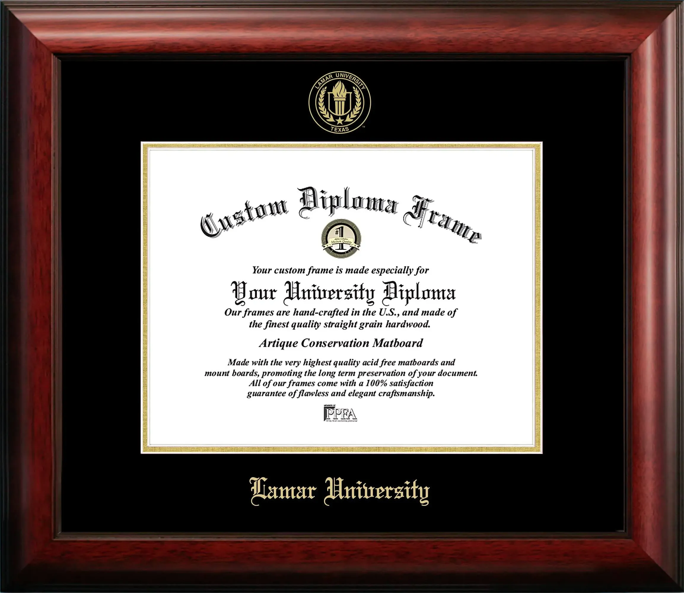 Lamar University 11" x 14" Gold Embossed Diploma Frame