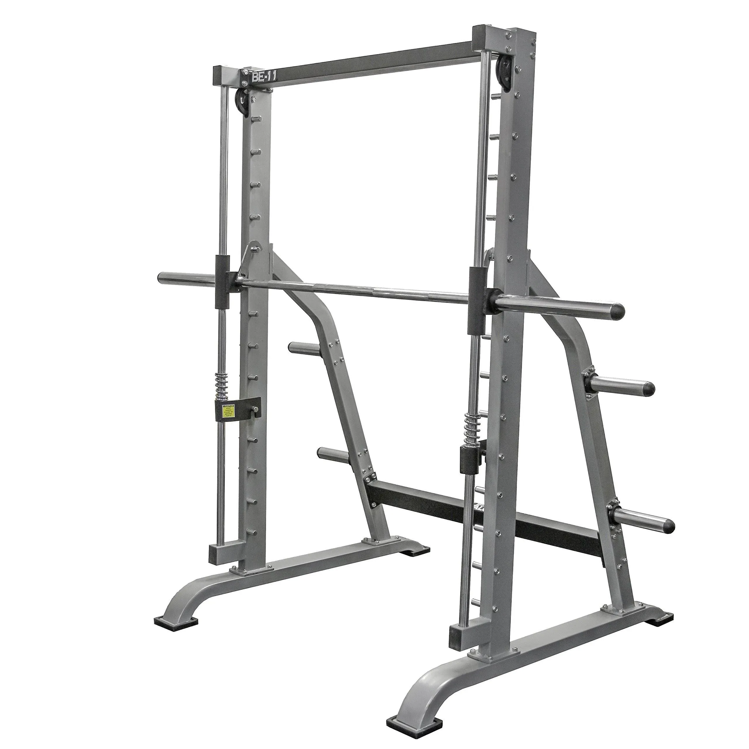 Valor Fitness Multi-Function Smith Machine Power Cage - 500lb Squat Rack or Bench Press Station - 2" Plate Storage Pegs- Attached Sliding Knurled Barbell - Total Body Workout