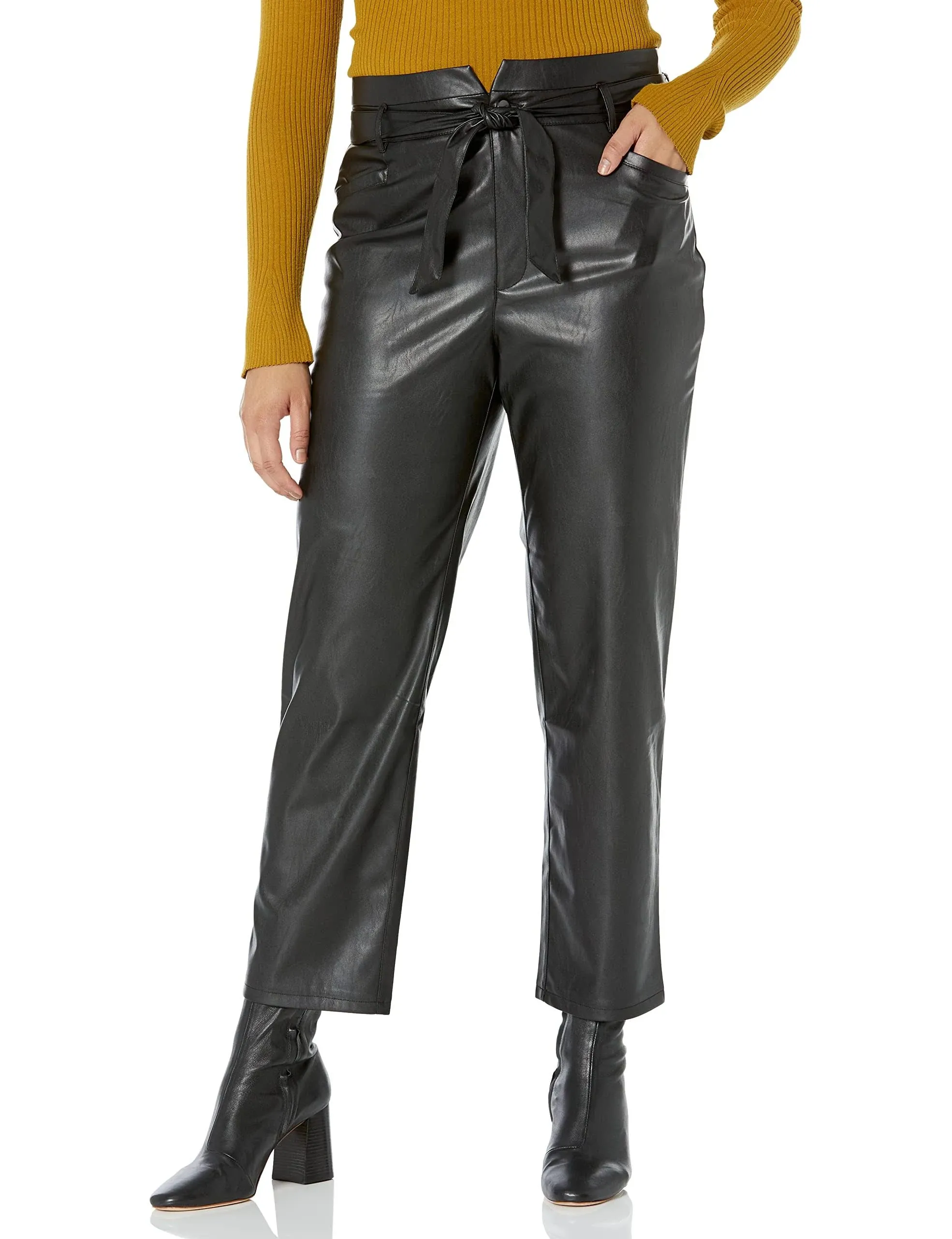 PAIGE Faux Leather Kina Pant in Black