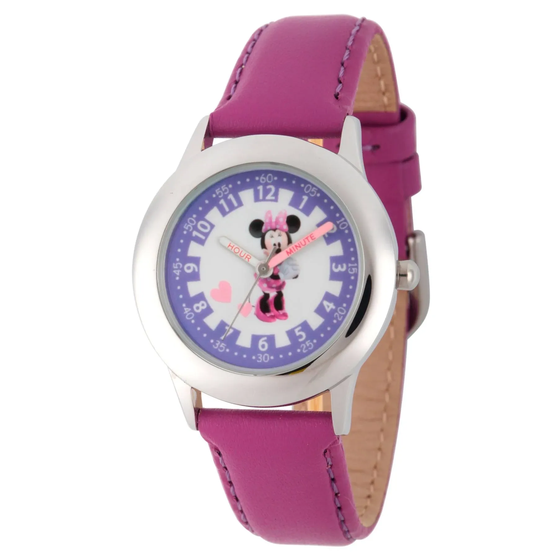 Disney Minnie Mouse Kids' Stainless Steel Time Teacher Analog Quartz Watch