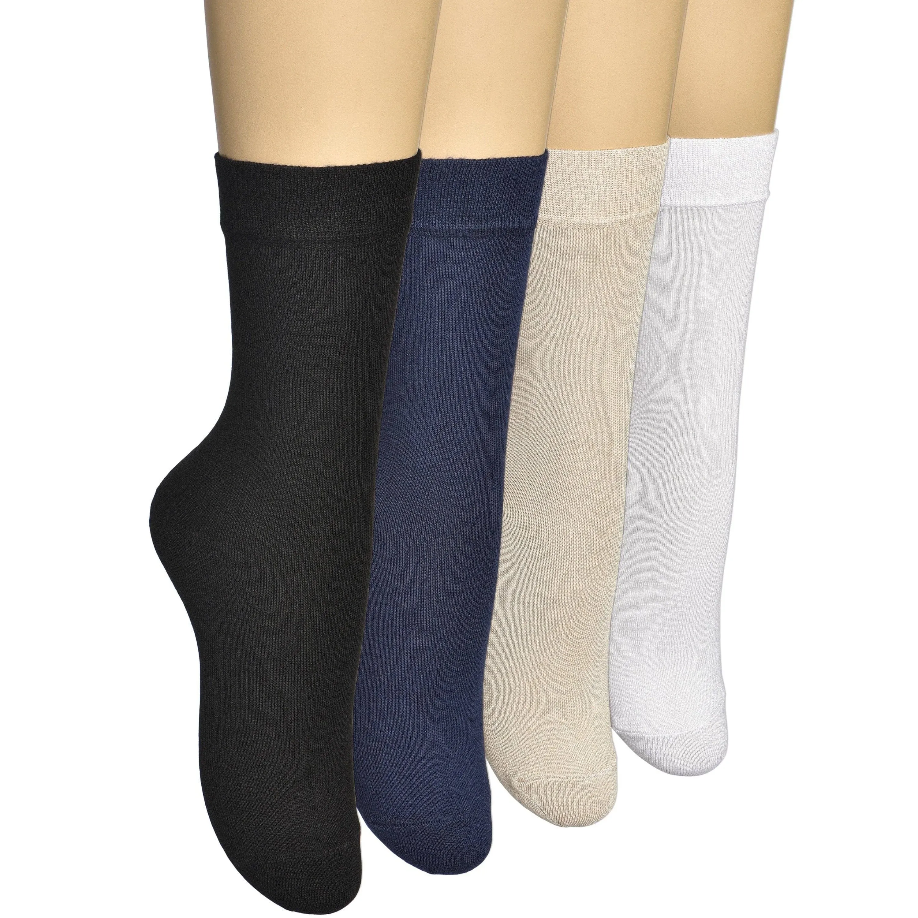 Elyfer Women's Premium Thin Cotton Dress Socks - 4 Pairs in Gift Box - Business or Casual Ultra Soft Lightweight Comfortable Breathable Seamless Toe