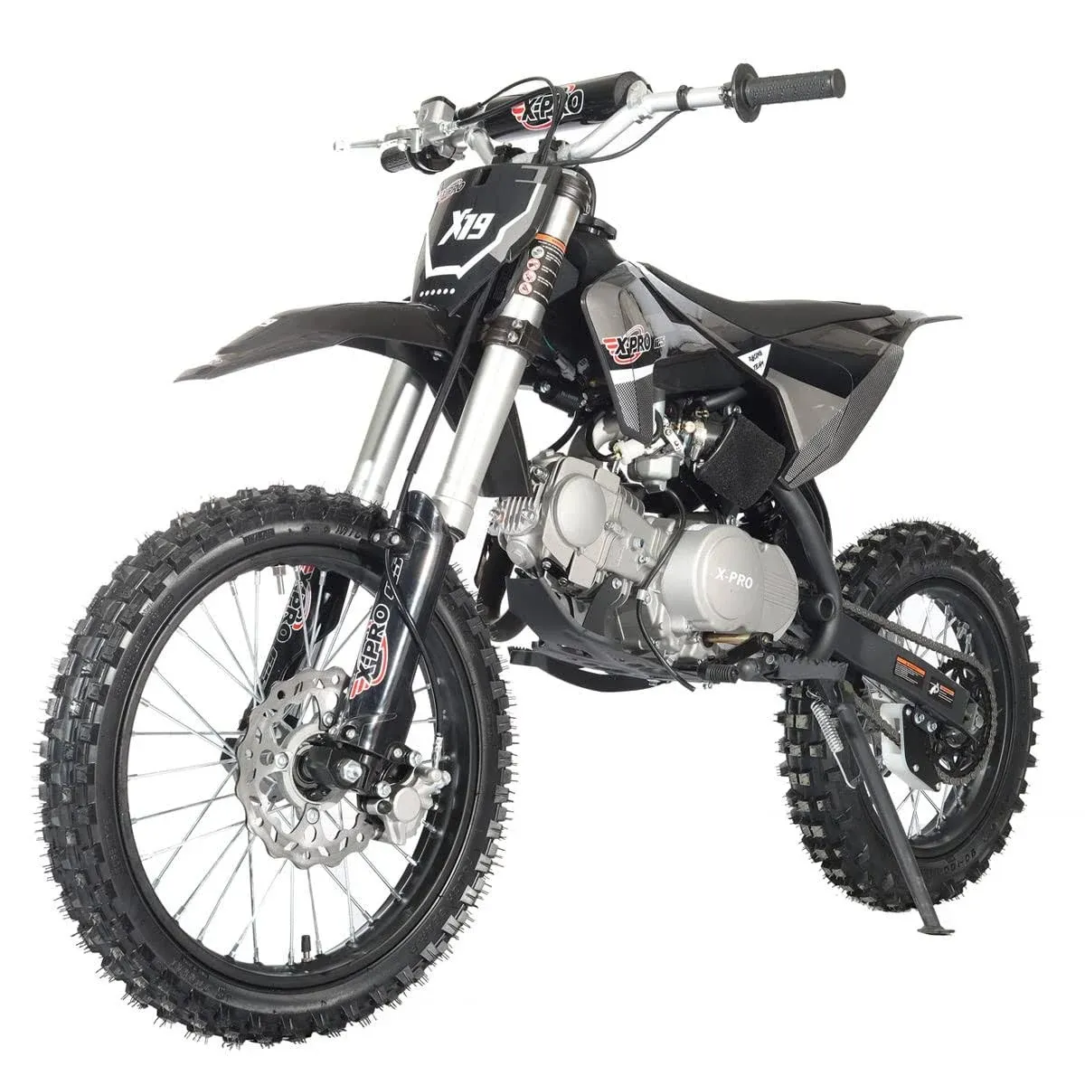 X-PRO X19 125cc Dirt Bike Zongshen Brand Engine with 4-Speed Semi-Automatic Transmission, Big 17"/14" Tires! (Black)