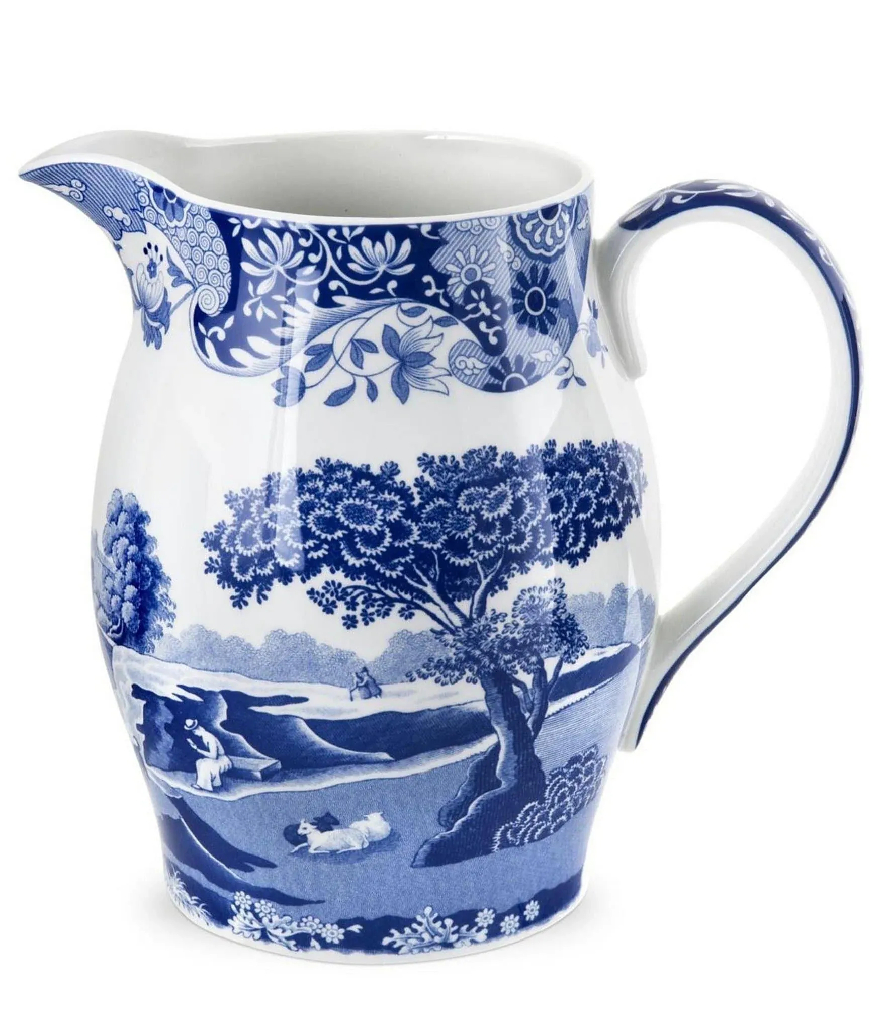 Spode Blue Italian Pitcher | 3.5 Pint Capacity | Home Décor for Mantel or Centerpiece | Use as a Water Jug or Flower Vase | Made of Fine Porcelain | Dishwasher Safe