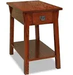 Leick Home 9059-RS Mission End Table with Drawer, Made with Solid Wood, Side Table for Living Room, Bedroom, and Offices, Russet Finish