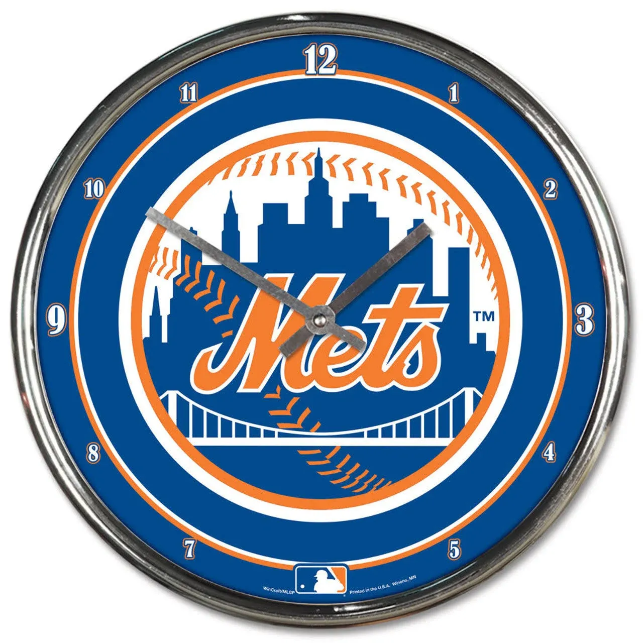 WinCraft New York Mets Round Chrome Wall Clock