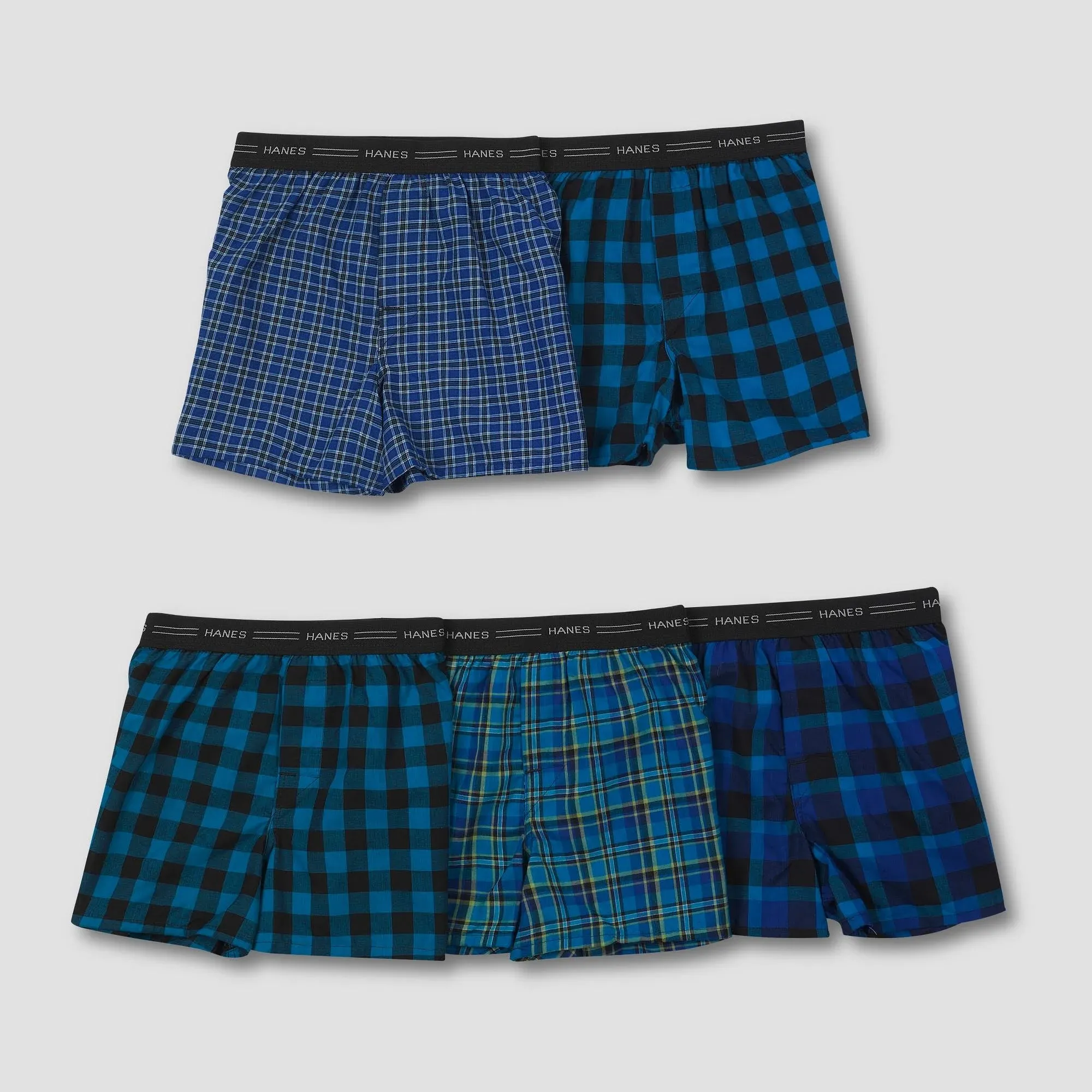 Hanes Boys&#039; Tagless MultiColor Comfort Flex Waistband Plaid Boxers M-XL