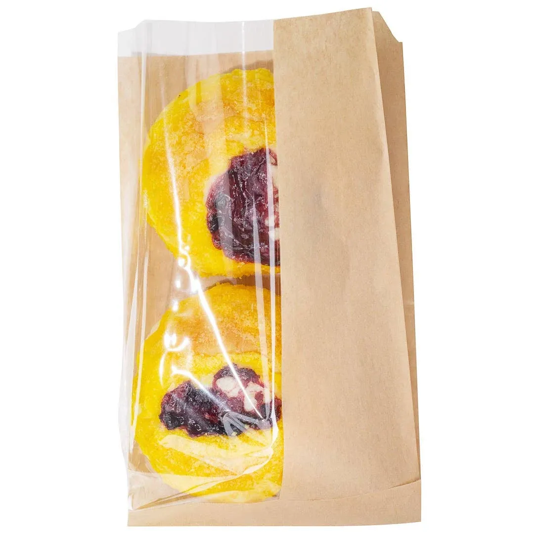 Bag Tek Kraft Paper Medium Bread Bag - with Side Window - 6 inch x 2 1/2 inch x ...