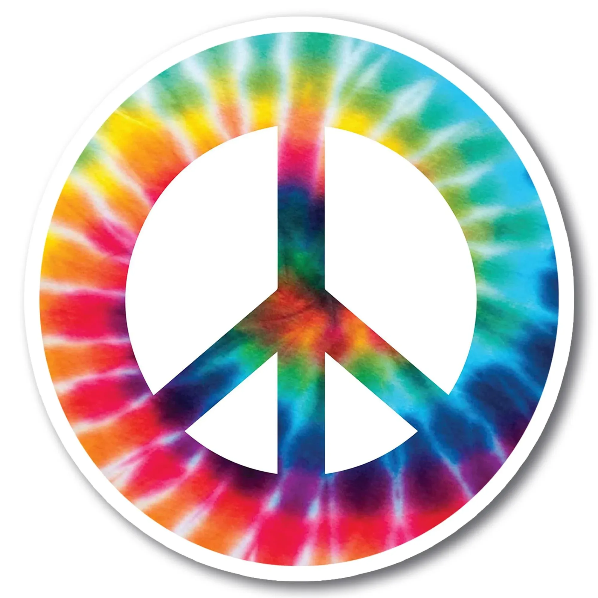 Magnet Me Up Tie Dye Peace Sign Magnet Decal, 5 Inch Round, Heavy Duty Automotive Magnet for Car Truck SUV