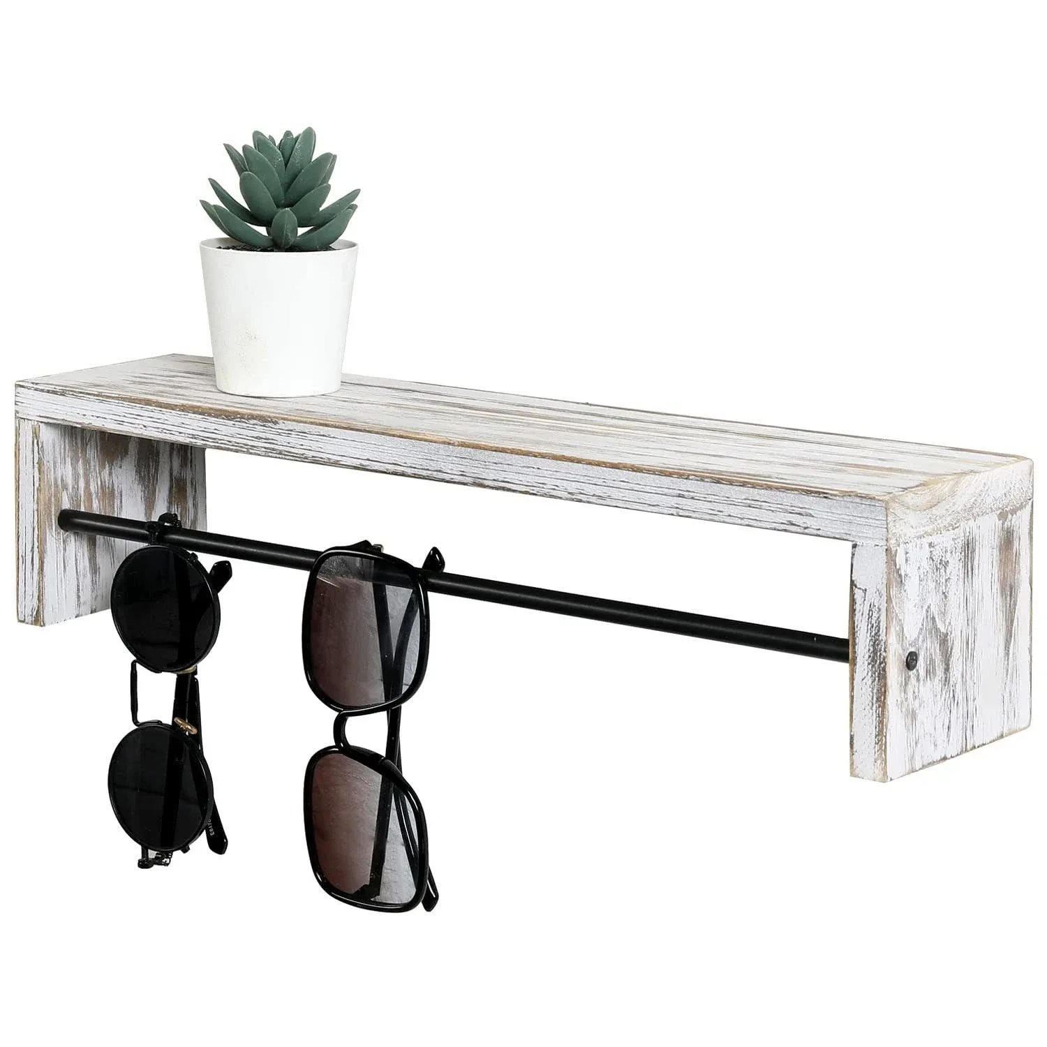 Whitewashed Wood Sunglasses Hanging Display Storage Holder w/ Display Top Shelf  | eBay