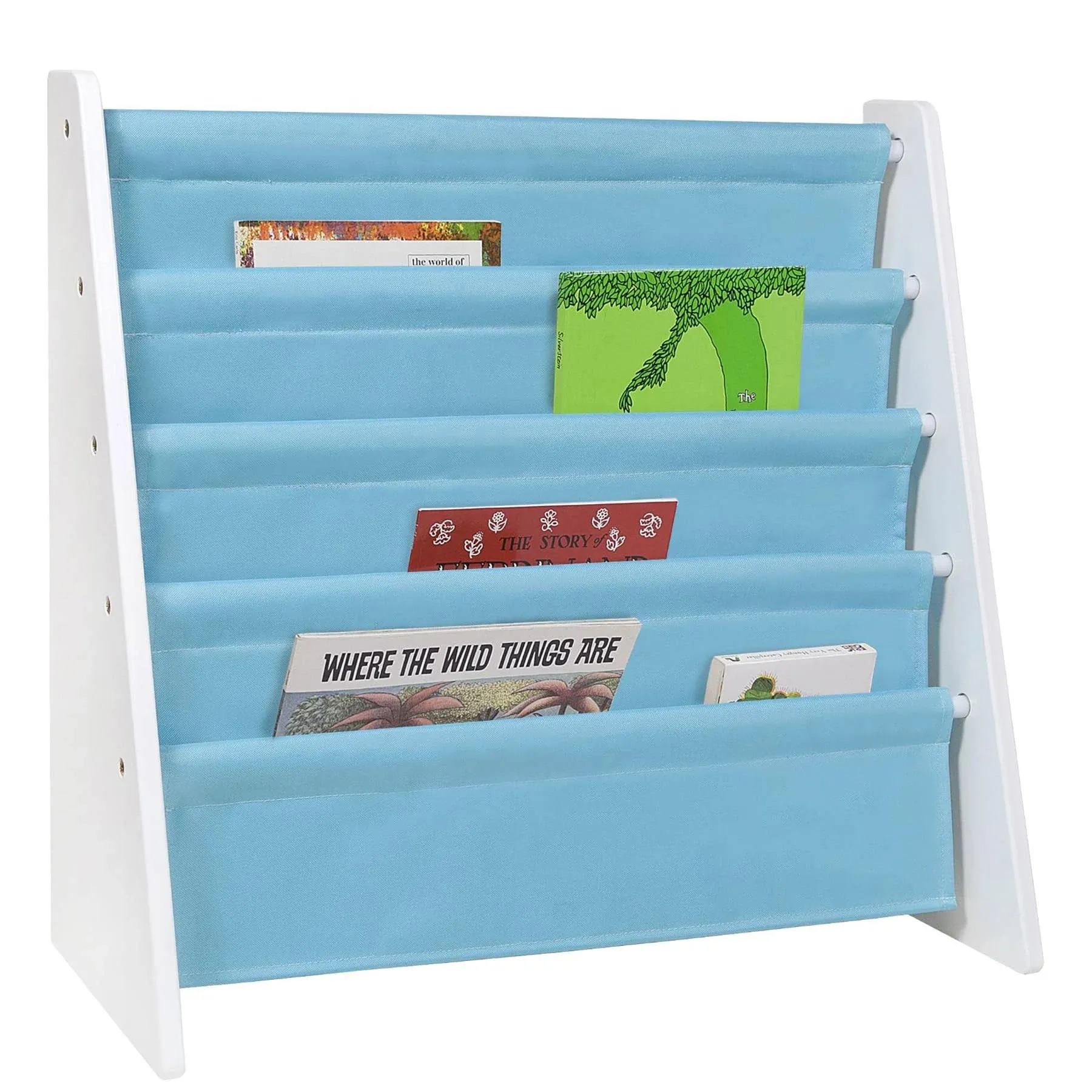 Wildkin Kids Sling Book Shelf - White w/ Aqua