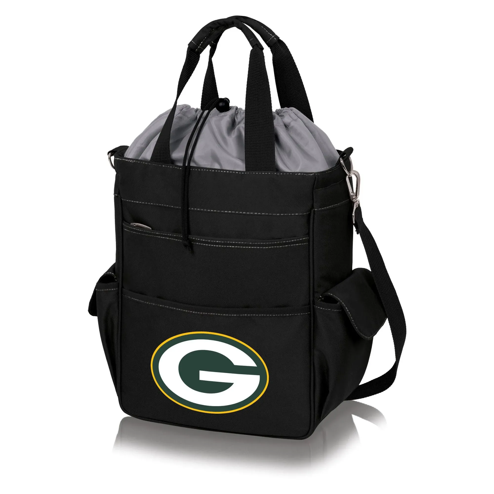 Green Bay Packer Adjustable 6 Pocket Cooler 2 Side Velcro Flap, 2 Zipper Pockets