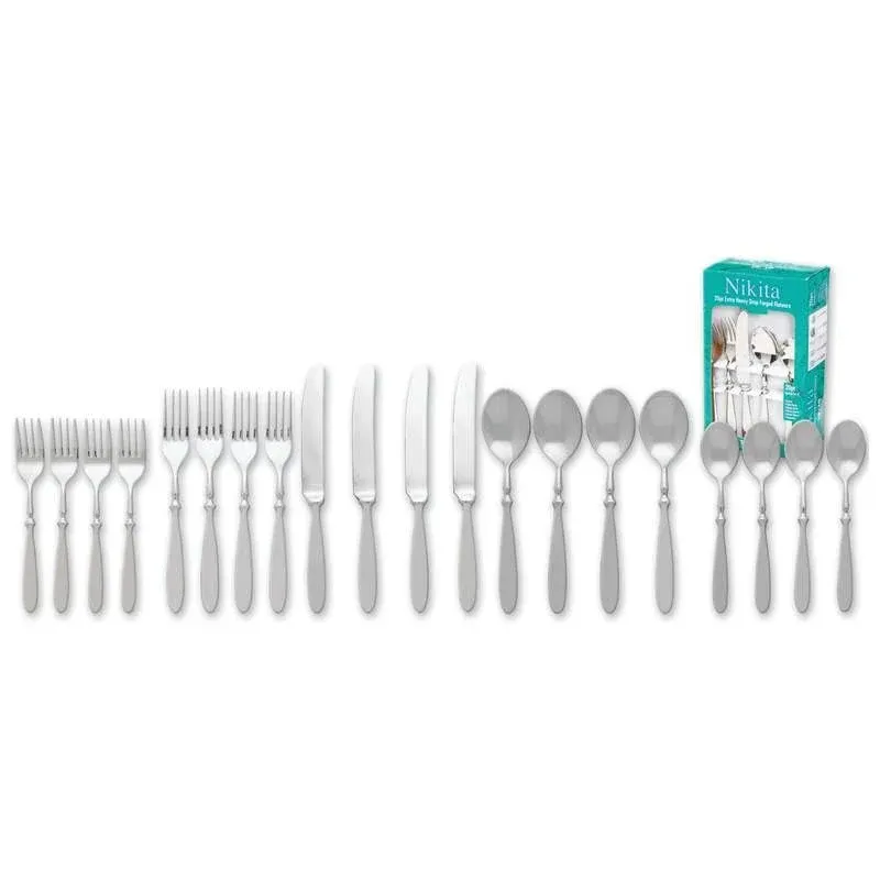 B&amp;F Piece Nikita Bistro 20 Pc Forged Stainless Steel Flatware Set, 3.4 LB,