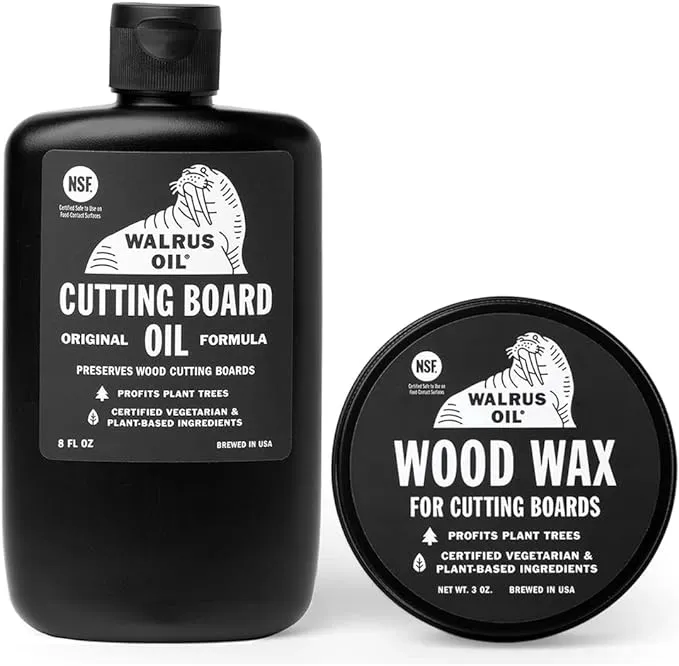 WALRUS OIL - Cutting Board Oil and Wood Wax Set. For Cutting Boards, Butcher Blocks, Wooden Spoons, and Bowls. 100% Food-Safe.