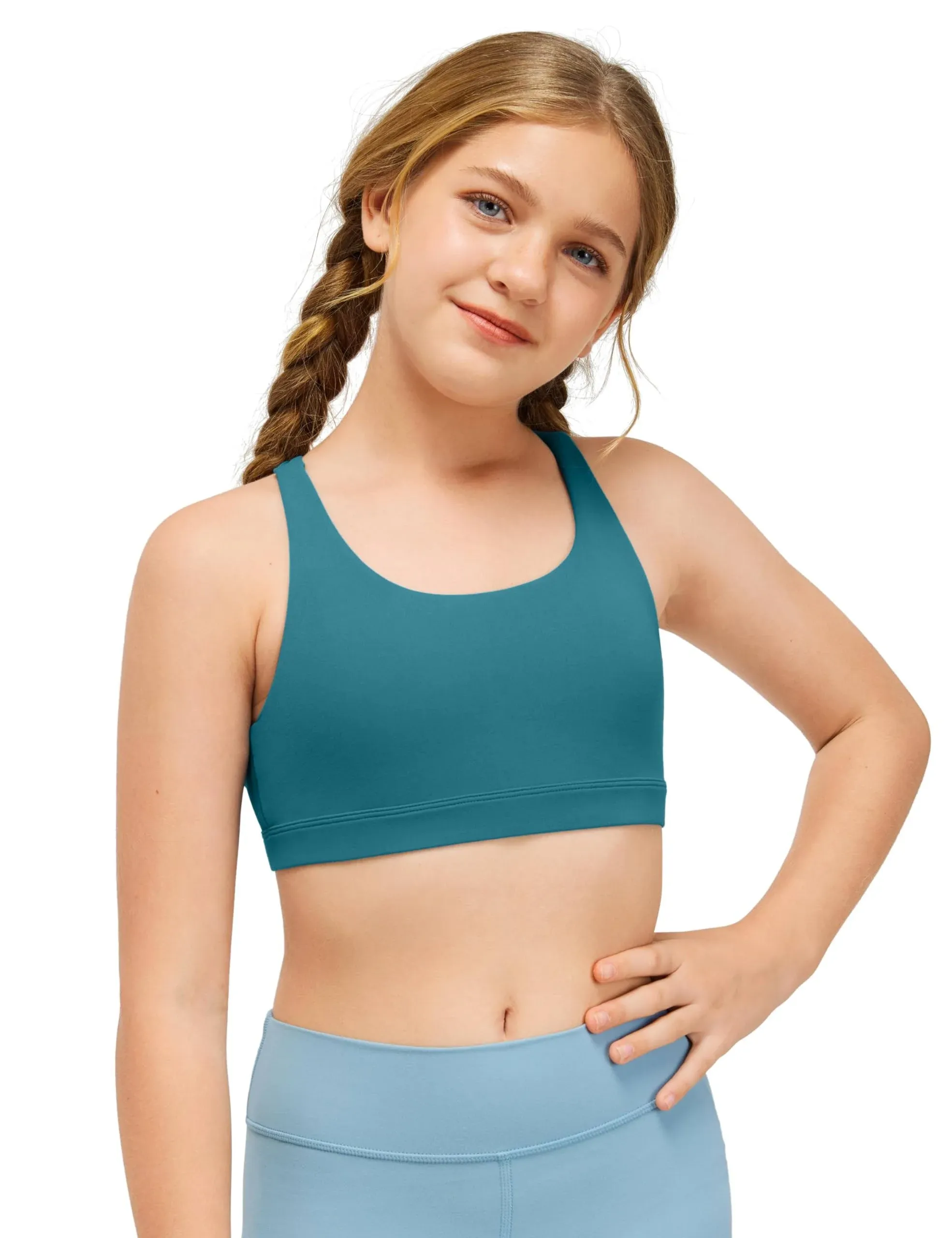 CRZ Yoga Girl's School Active Sports Butterluxe Teens Strappy Bra Borealis Green / M