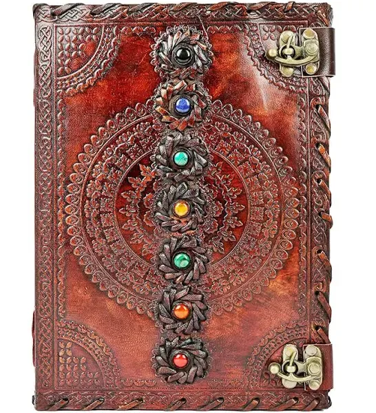 Leather Journal Blank Spell Book of Shadows with Lock Clasp Prop Vintage 