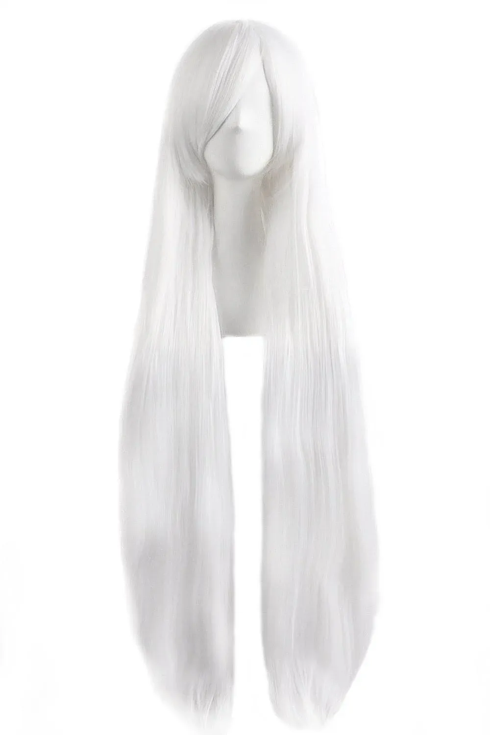 MapofBeauty 40" 100cm White Long Straight Cosplay Costume Wig Fashion Party Wig