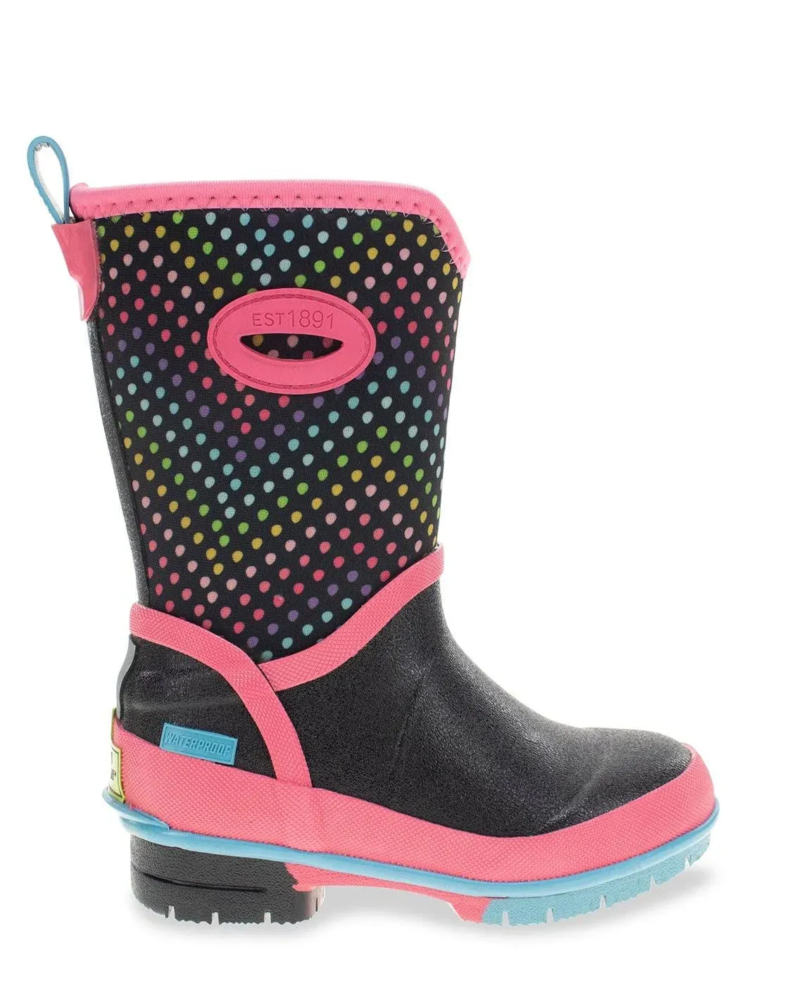 Western Chief Toddler/Youth Girl's Rainbow Wave Neoprene Rain Boot, 3