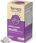 Renzo's Picky Eater Kids Multivitamin with Iron - Dissolving Kids Vitamins with Vitamin D3 & K2 and More - 60 Sugar-Free Melty Tabs, Cherry Cherry Mo’ Cherry Flavored