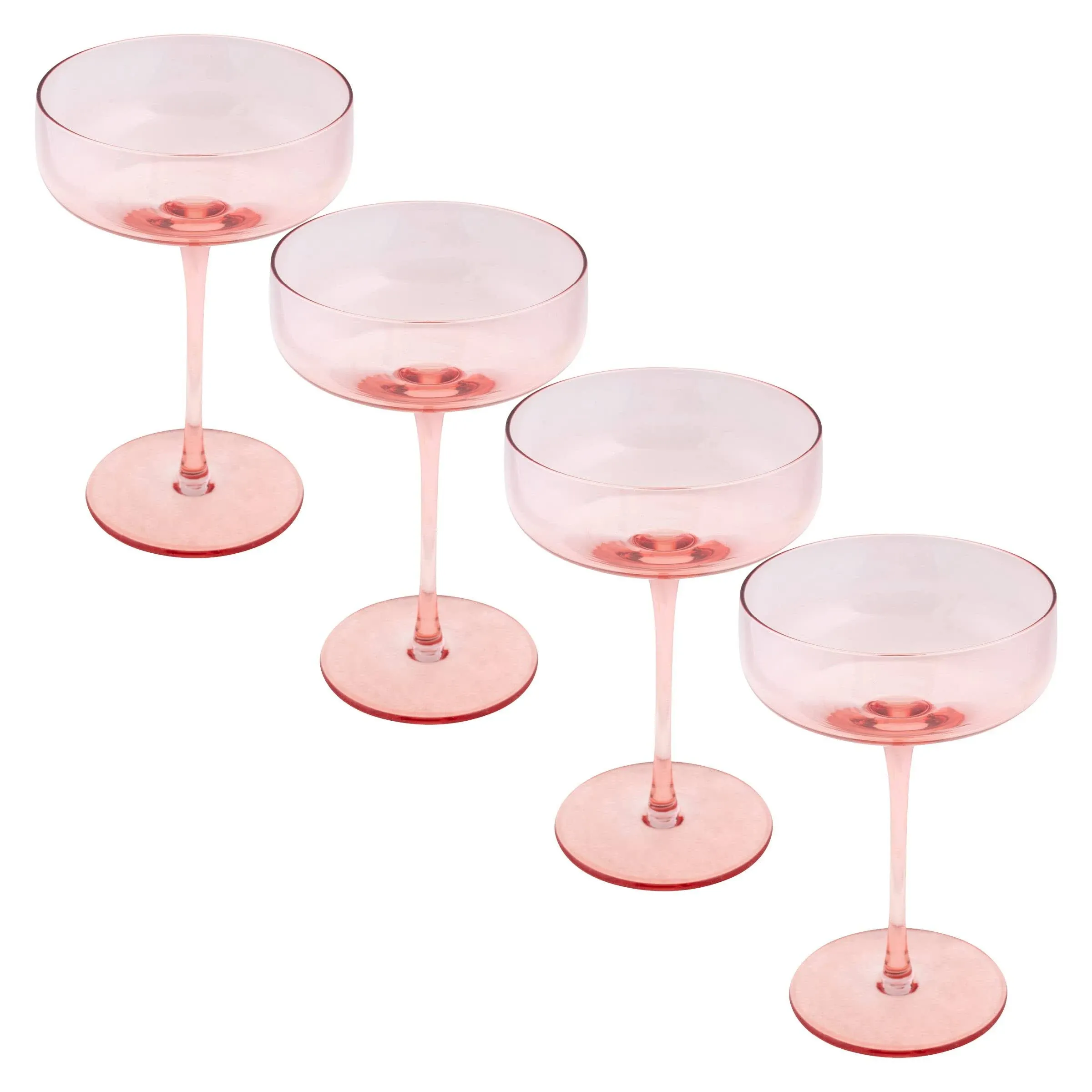 Karma Mid Century Champagne Coupe, Four Pack Set, Blush One Size, 