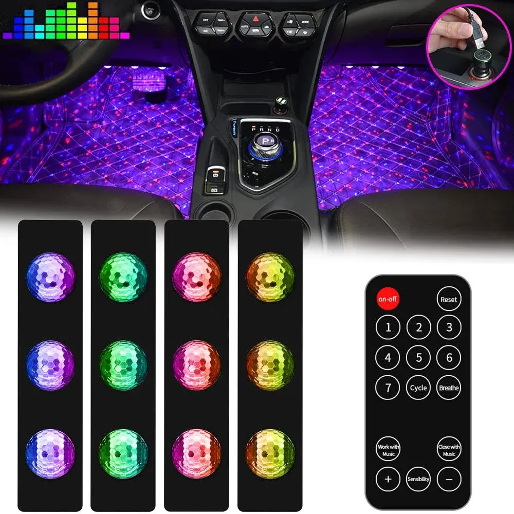 Car Interior Atmosphere Lights, USB Plug-In Romantic Stars Lights for Cars, DC 12V