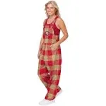 Women's FOCO Scarlet San Francisco 49ers Big Logo Plaid Overalls