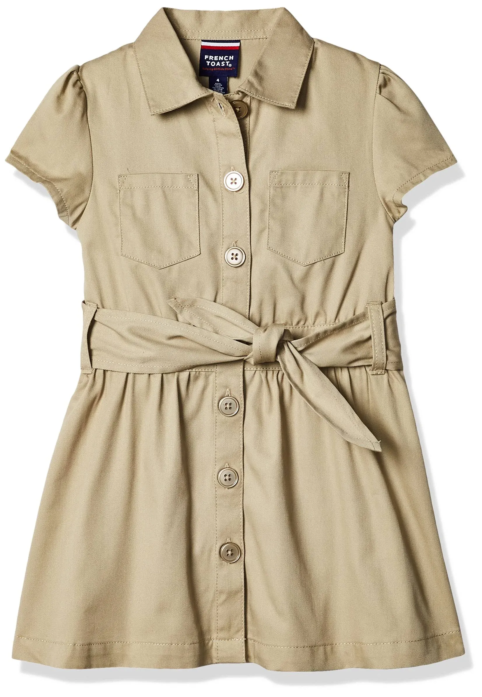 French Toast Girls' Safari Dress - Khaki, 14