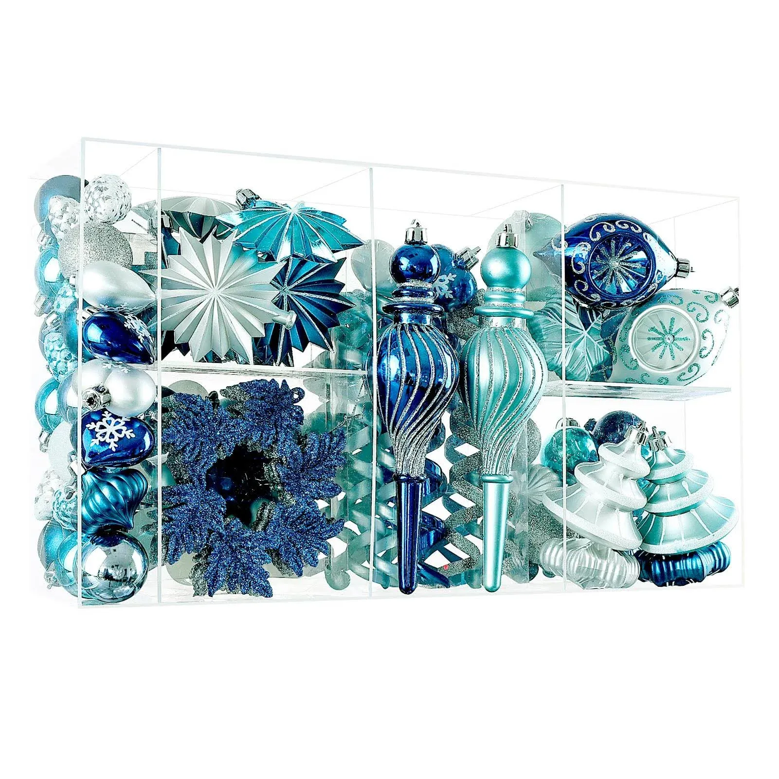 Wbhome 105ct Assorted Christmas Ball Ornaments Set - Navy Blue and Silver ...