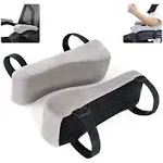 Memory Foam Arm Rest Office Chair Armrest Pads and Elevated Sloped Armrest - Universal Cushion Covers for Armrest and Elbow Relief (2 Pad Set) Gray