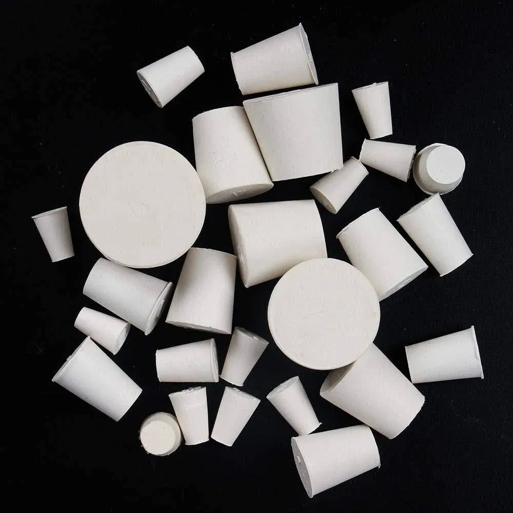 26 Pack Solid Rubber Stopper White Lab Plug 000# - 8# Sizes Assortment 11 Assort