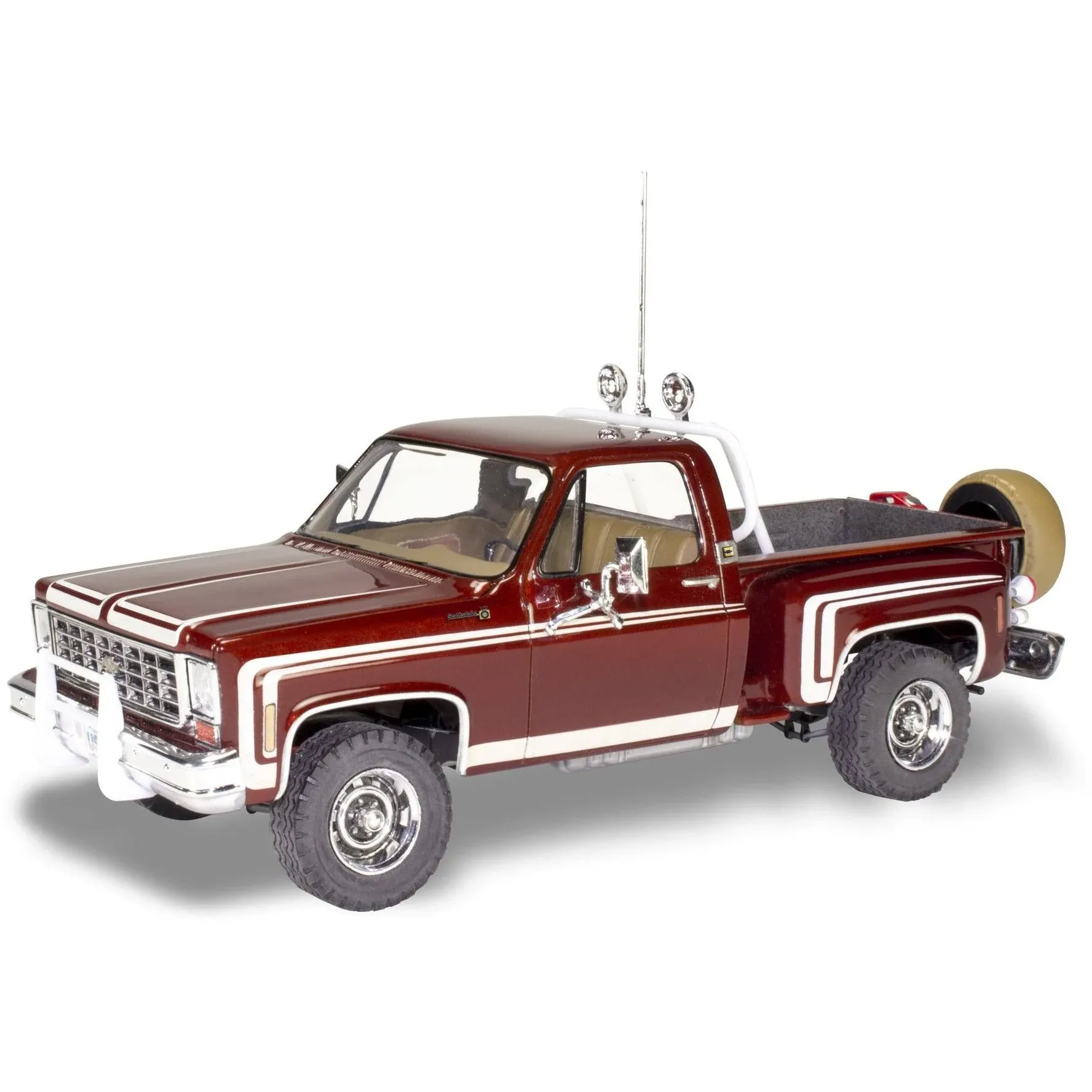 Revell 85-4486 1976 Chevy Sport Stepside Pickup 4X4 Model Truck Kit 1:24 Scale 102-Piece Skill Level 4 Plastic Model Building Kit, Red