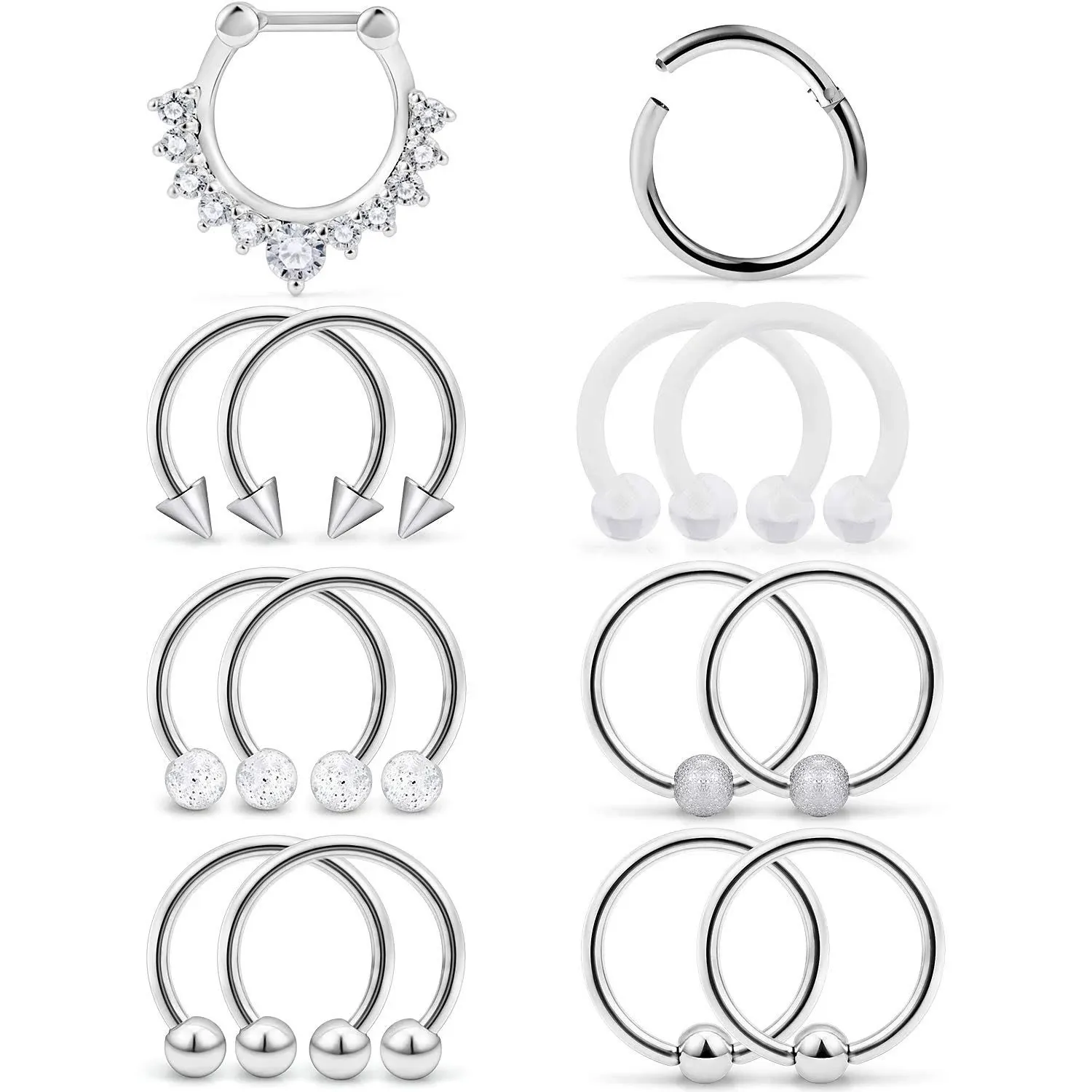 Yaalozei Septum Rings Piercing Jewelry 16g 316L Stainless Surgical Steel ...