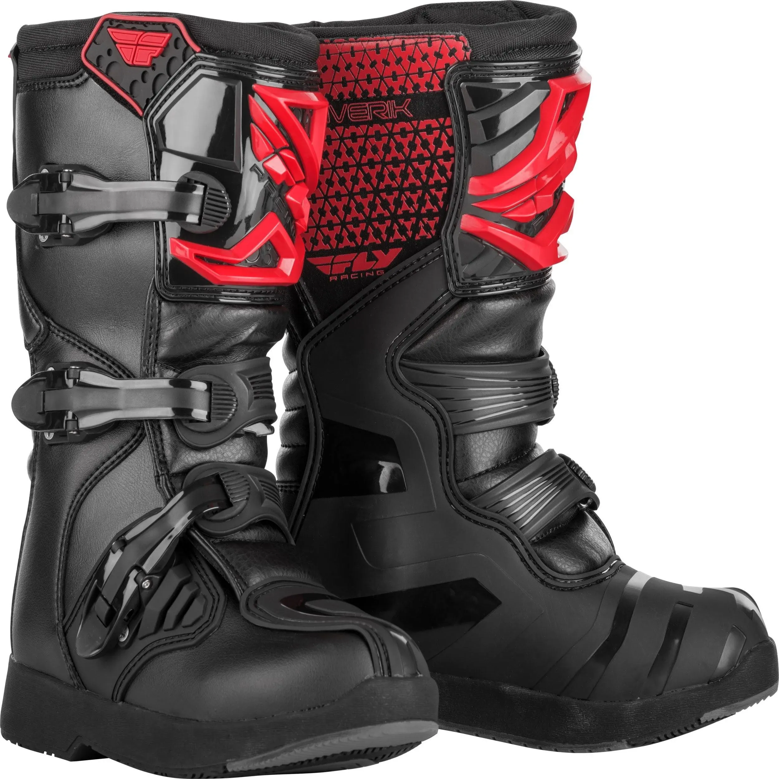 Fly Racing Youth Maverik Boots - 2, Red/Black