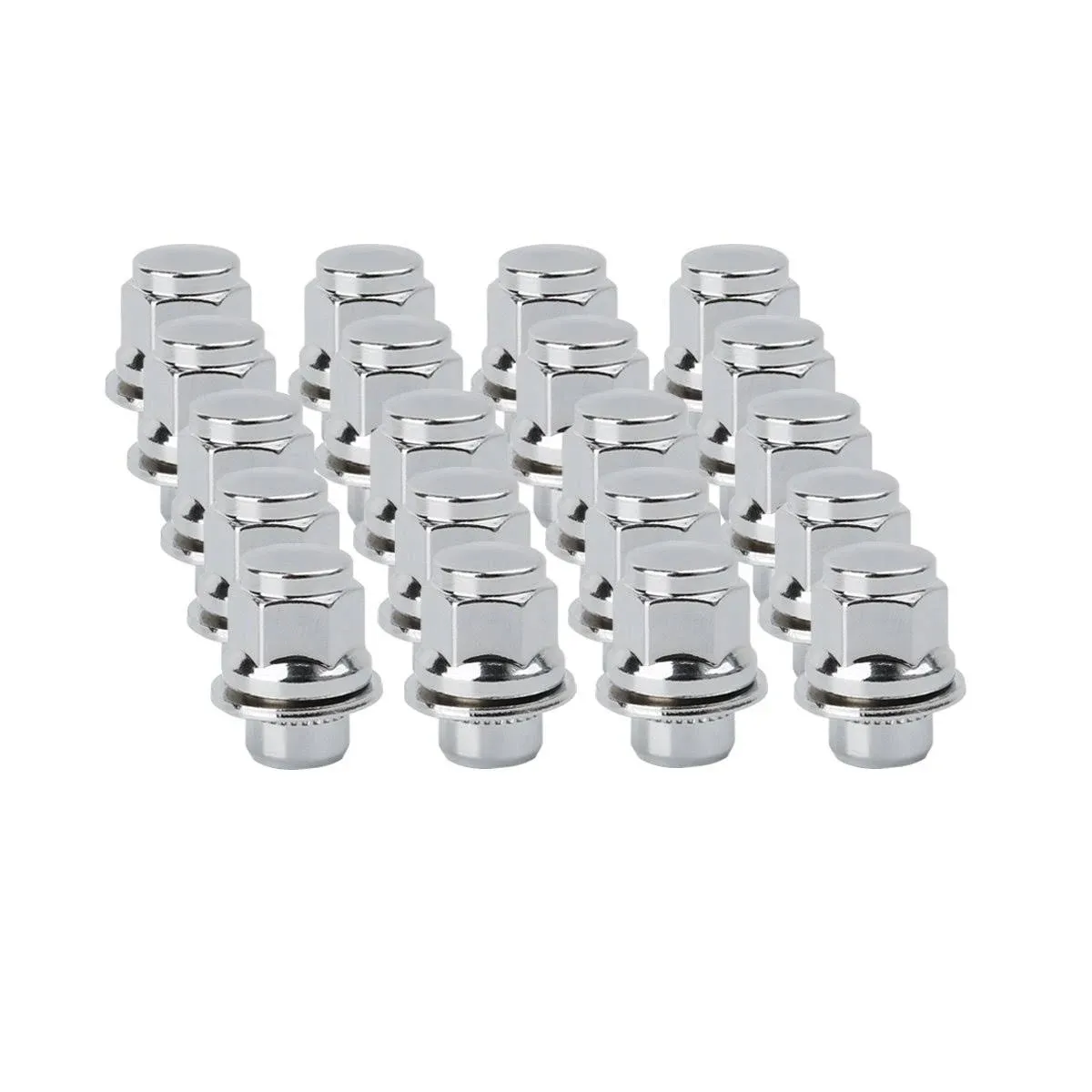 Dynofit 12x1.5 OEM Lug Nuts Fit For Tacoma Sienna Camry, M12x1.5 Mag Stock Nuts Compatible with Toyota 5 lug Flat Seat Wheel, 1.46" Height One-Piece Design Chrome Factory Lug Nuts Fit Corolla 4 Runner