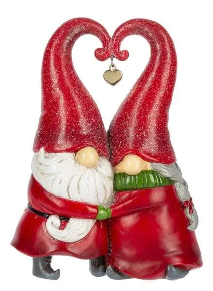 Ganz Heart Shaped Hugging Gnome Couple Figurine ~ Holiday Love