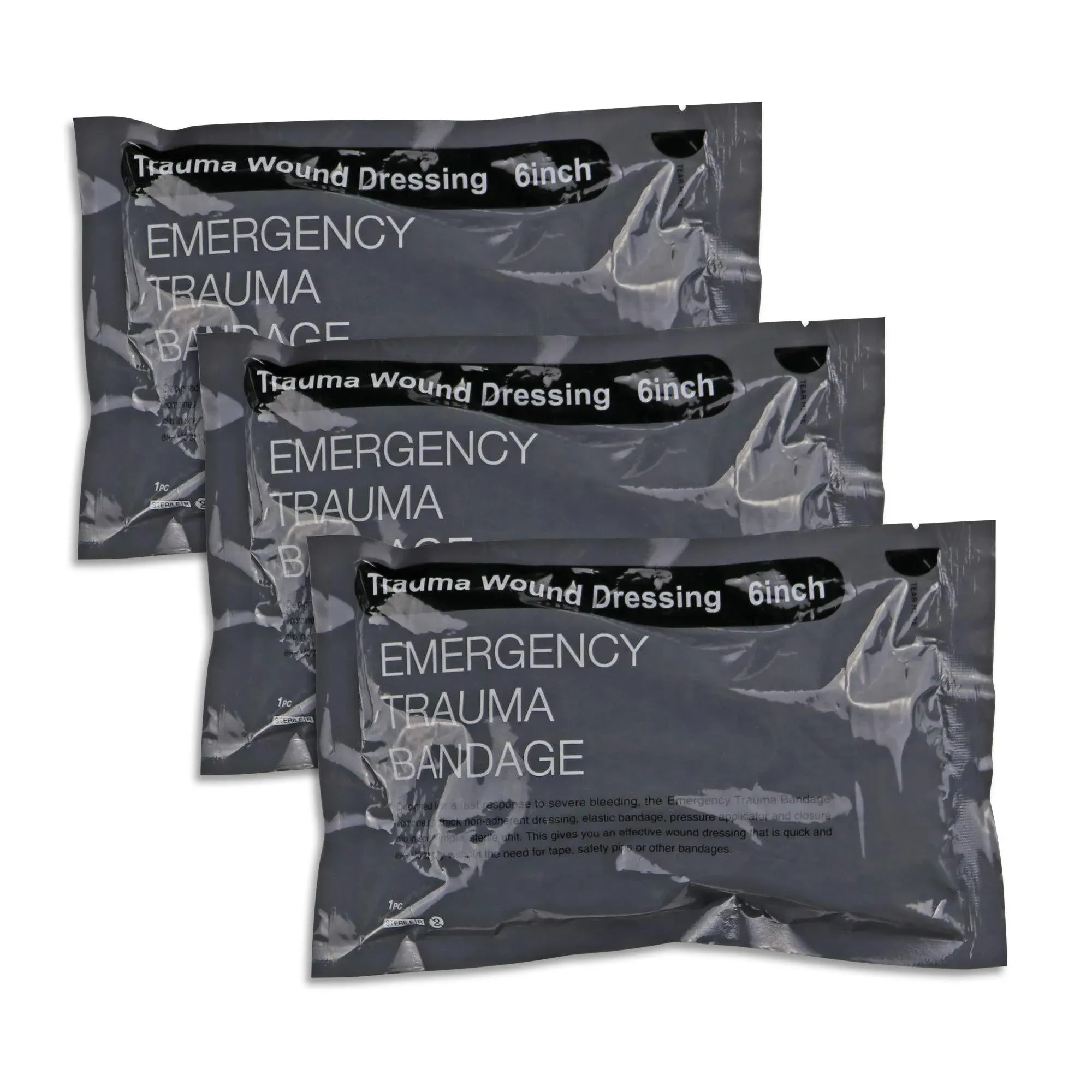 Risen RUIMI Israeli Bandage 6 inch 3 Pack Vacuum Sterile Compression Bandages for ...