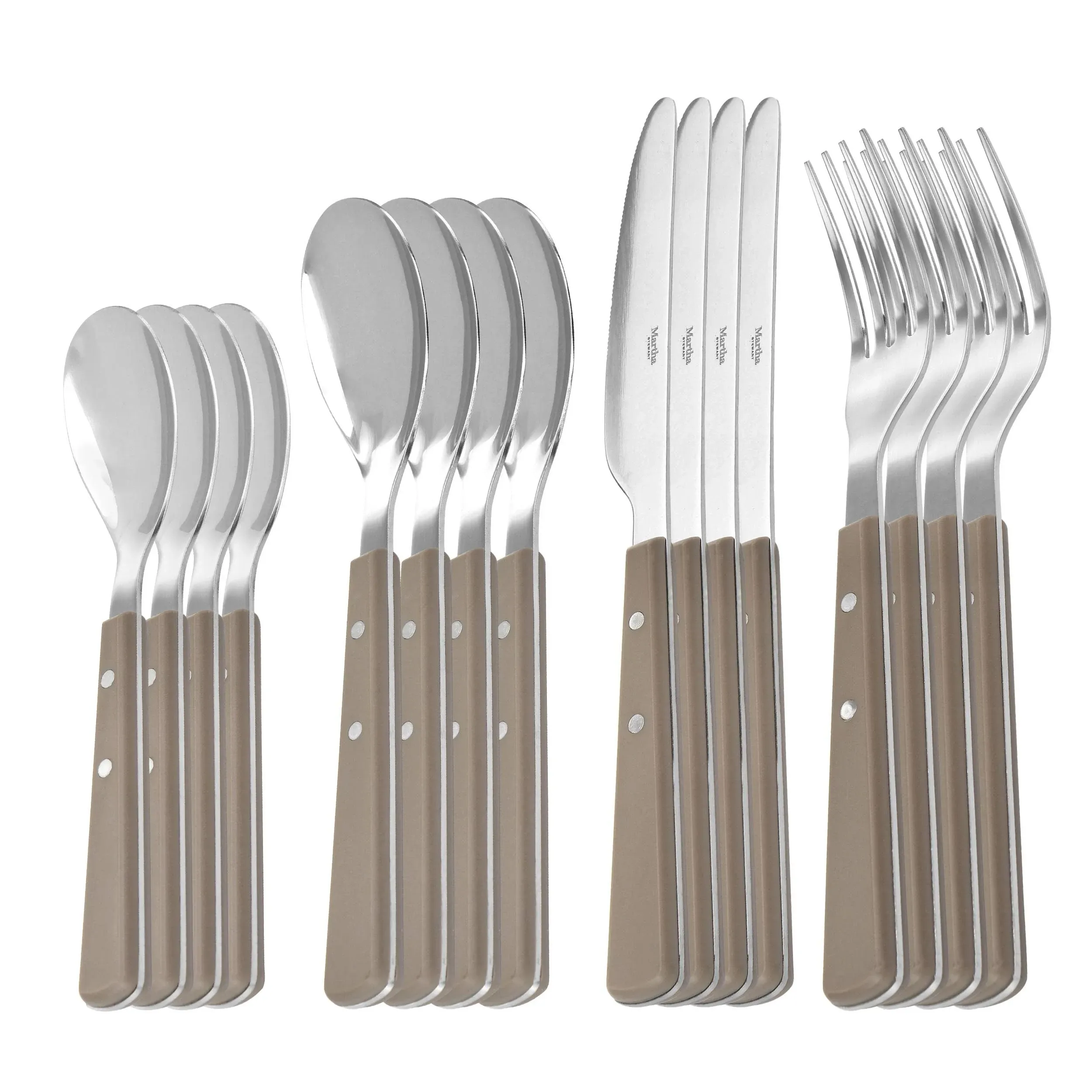 Martha Stewart 16-Piece Stainless Steel Flatware Set ,Taupe