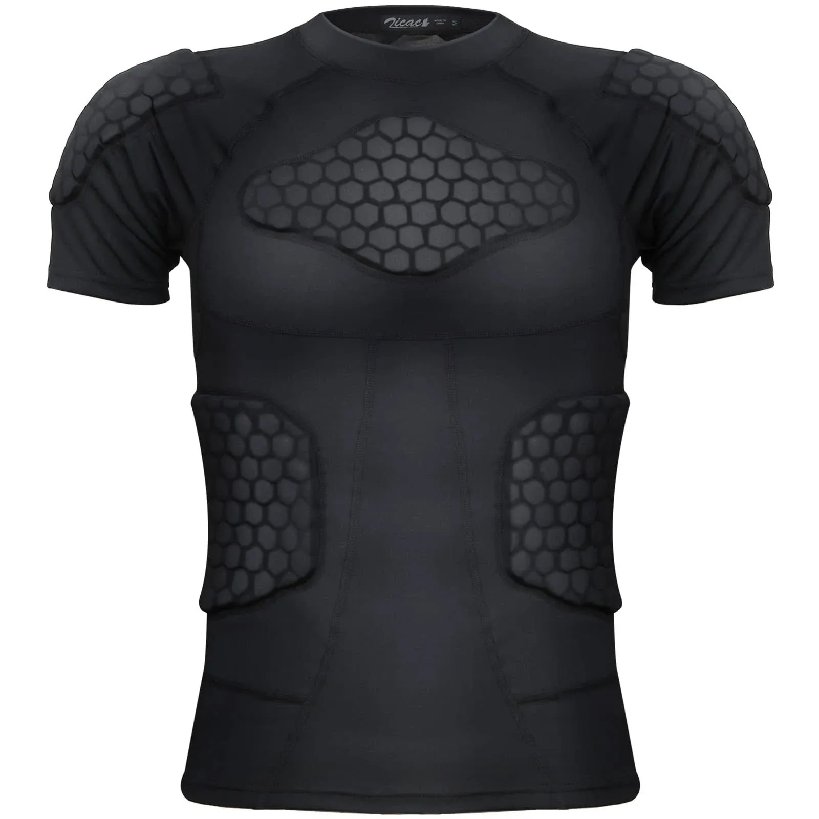 Zicac Men's Sports Shock Rash Guard Compression Padded Shirt Soccer Basketball Protective Gear Chest Rib Guards