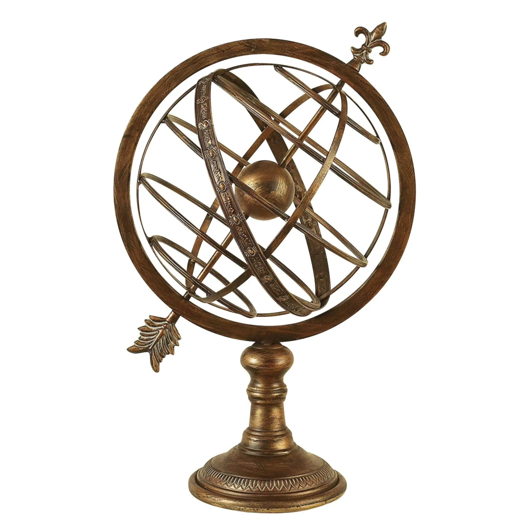 Deco 79 Metal Compass Armillary Globe, 17" x 14" x 25", Brass