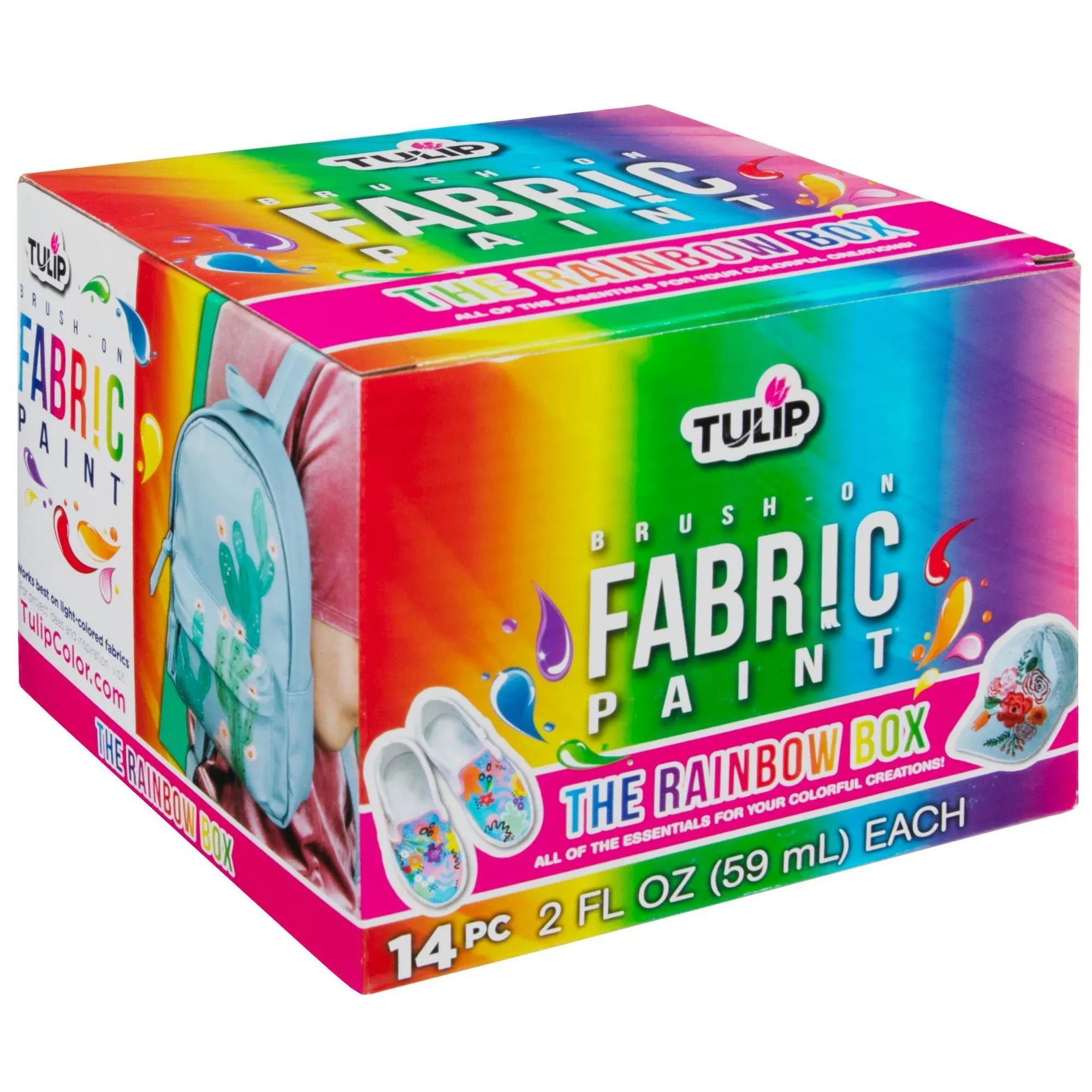 Tulip Color 14pk 2oz Brush-On Fabric Paint Kit Rainbow