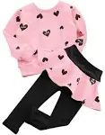 BOMDEALS Toddler Girl Valentines Day Outfit - Kids Adorable Allover Heart Long ...