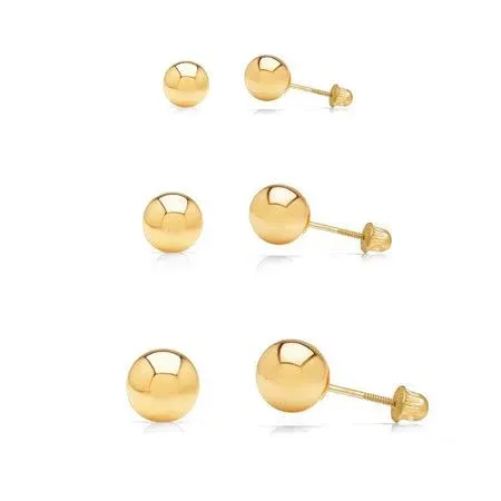 Art and Molly Women's 14K Yellow Gold Ball Stud Earrings